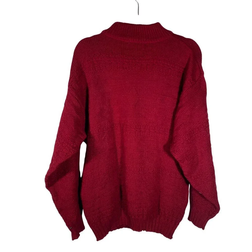 Pendleton vintage western knit Wool burgundy Red Sweater M USA 100% Virgin Wool